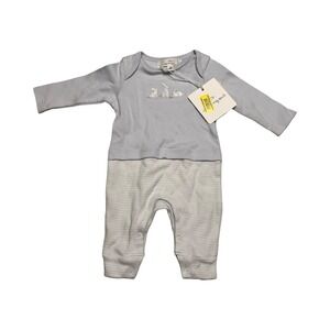 Starting Out Newborn Baby Boy Long Sleeve Romper Blue Bunny Striped NWT